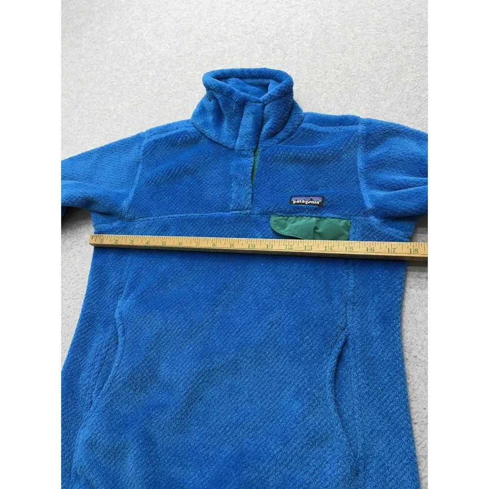 Patagonia Fleece Jacket Womens XS Blue Snap Pullover High Pile Thermal Pockets